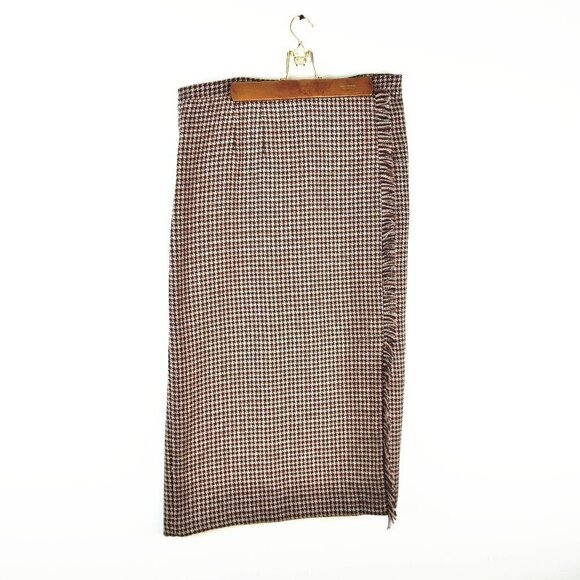 Sag Harbor Wooley Houndstooth Maxi Skirt w Fringe Accent Timeless Classic Sz16W - Picture 7 of 7